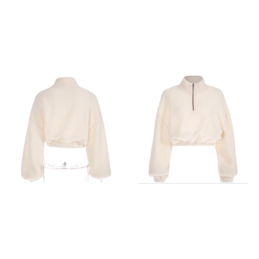 NEW Crop top long sleeve lambs wool sweater - Picture 3 of 5